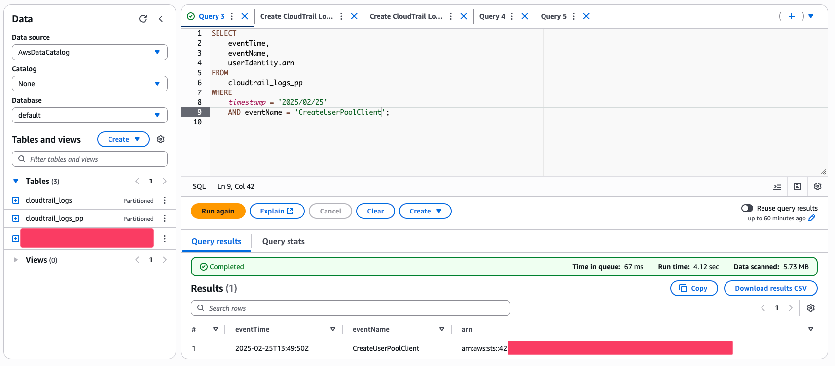 Athena query to search CloudTrail logs in S3