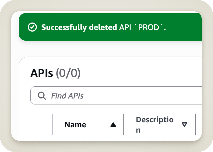 API successfully deleted
